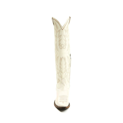Sand Snip-Toe Embroidery Half-Zip Knee High Tall Cowgirl Boots