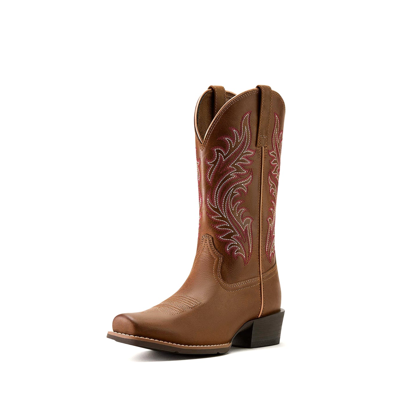 Brown Square-Toe Classic Embroidery Mid Calf Cowgirl Boots For Women
