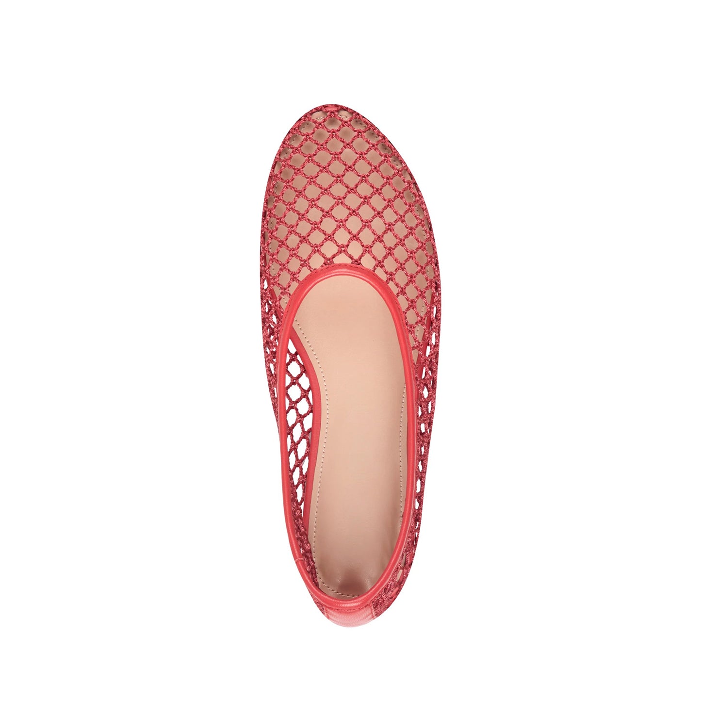 Red Mesh Round-Toe Classic Slip-On Stylish Ballet Flats