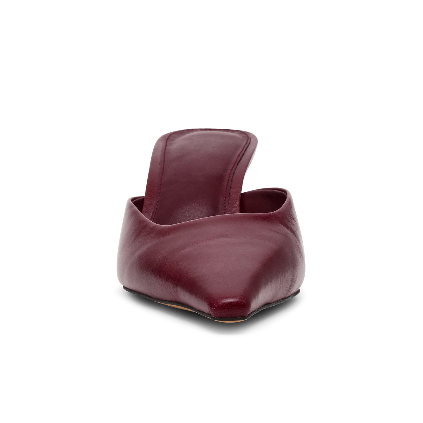Wine Red Pointed-Toe Classic Slip-On Backless Kitten Heels