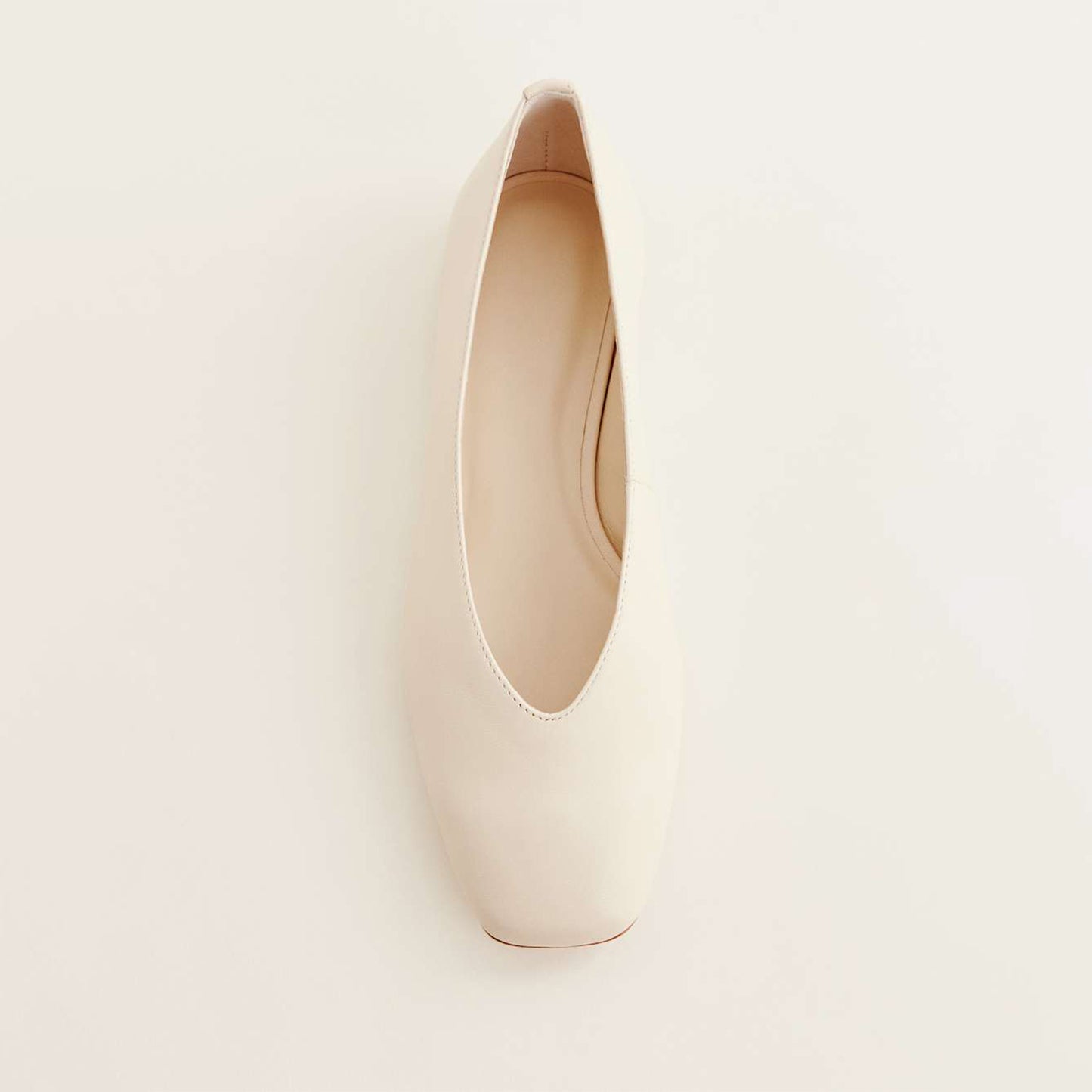 Ivory Square-Toe Classic Ballet Slip-On Flats