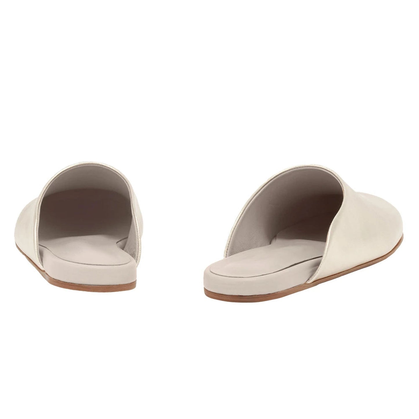 Metallic Platinum Round-Toe Slipper Backless Flats