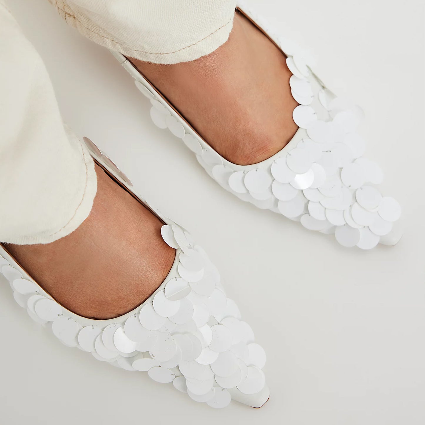 White Pointed-Toe Classic Ankle Strap Kitten Heels