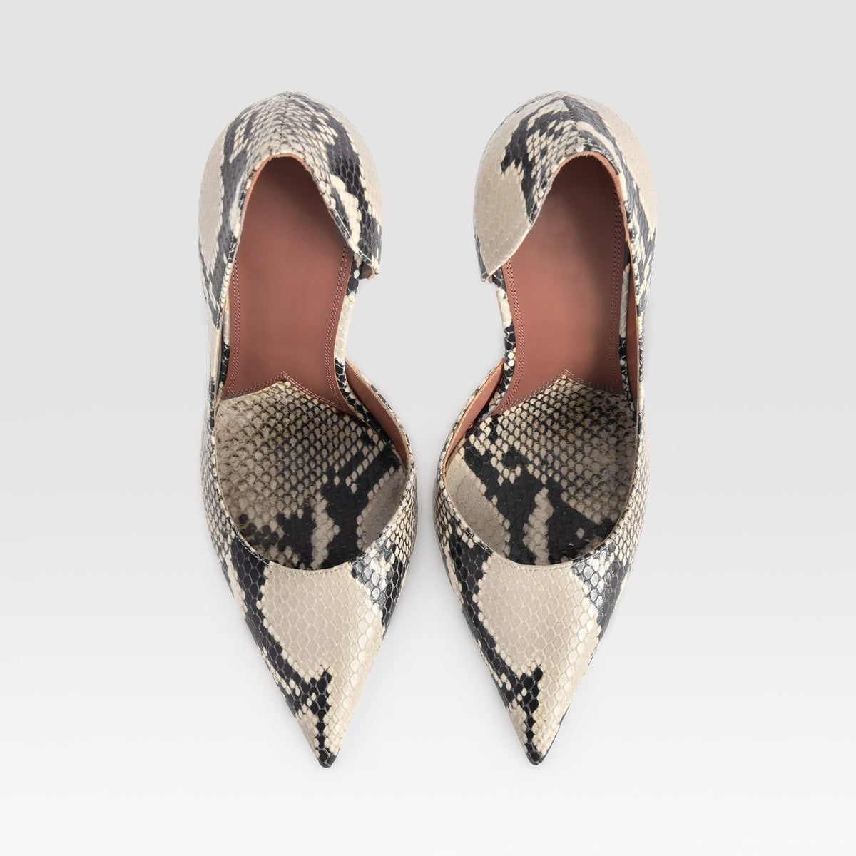 Clear Snakeskin Pattern Vegan Leather Pointed-Toe Slip-On Pumps High Heels