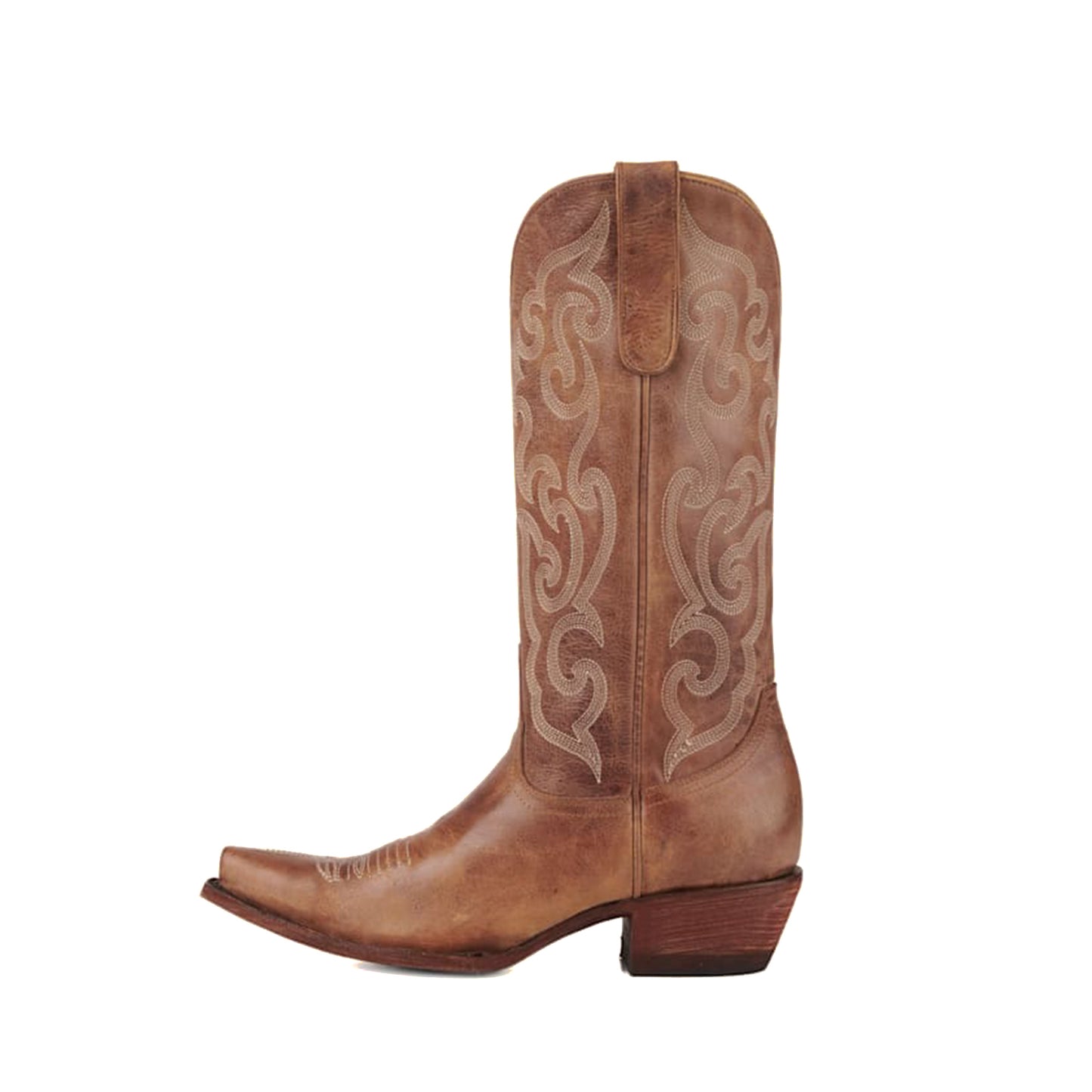 Taupe Snip-Toe Delicate Embroidery Mid Calf Classic Cowgirl Boots
