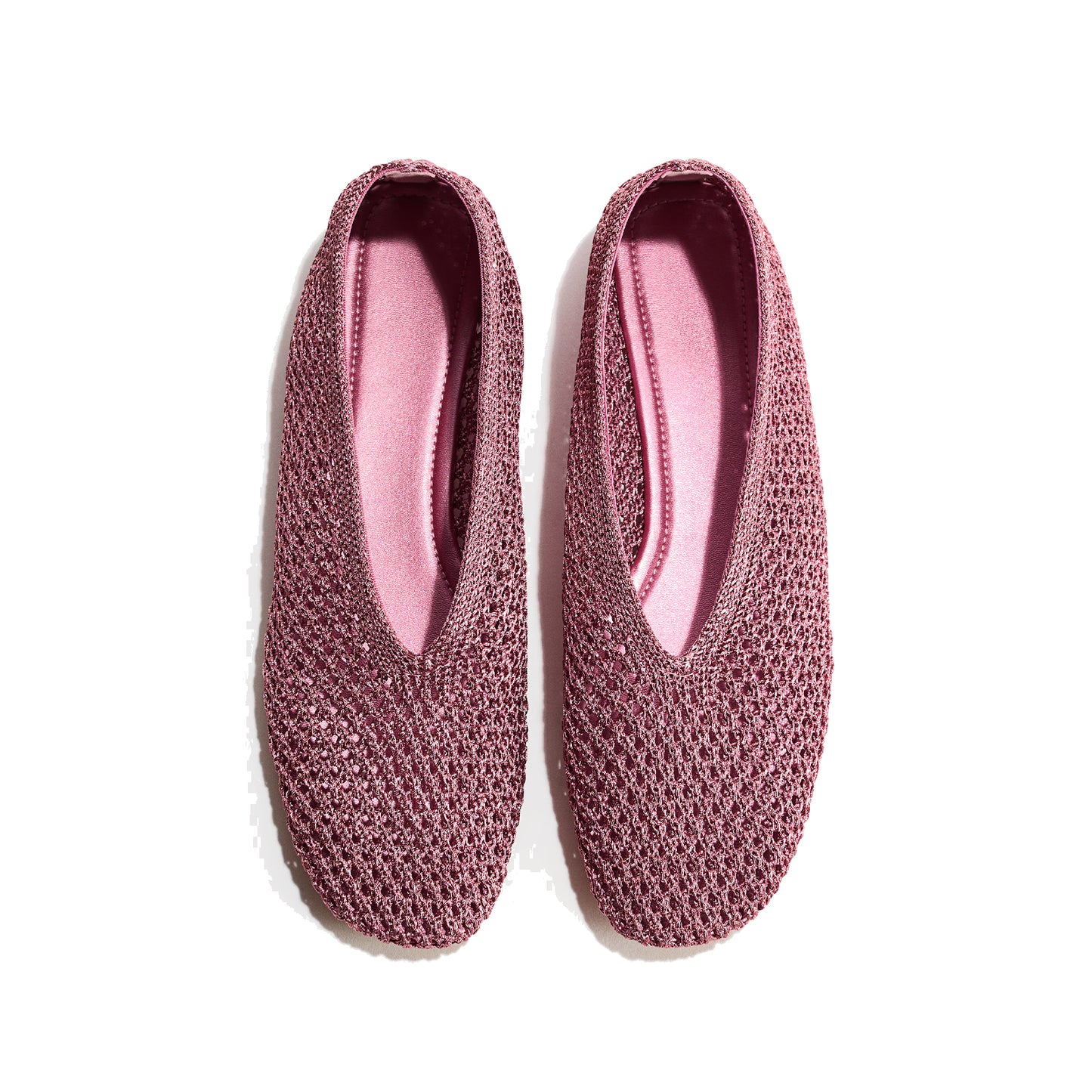 Pink Woven Square-Toe Simple Slip-On Ballet Classic Flats