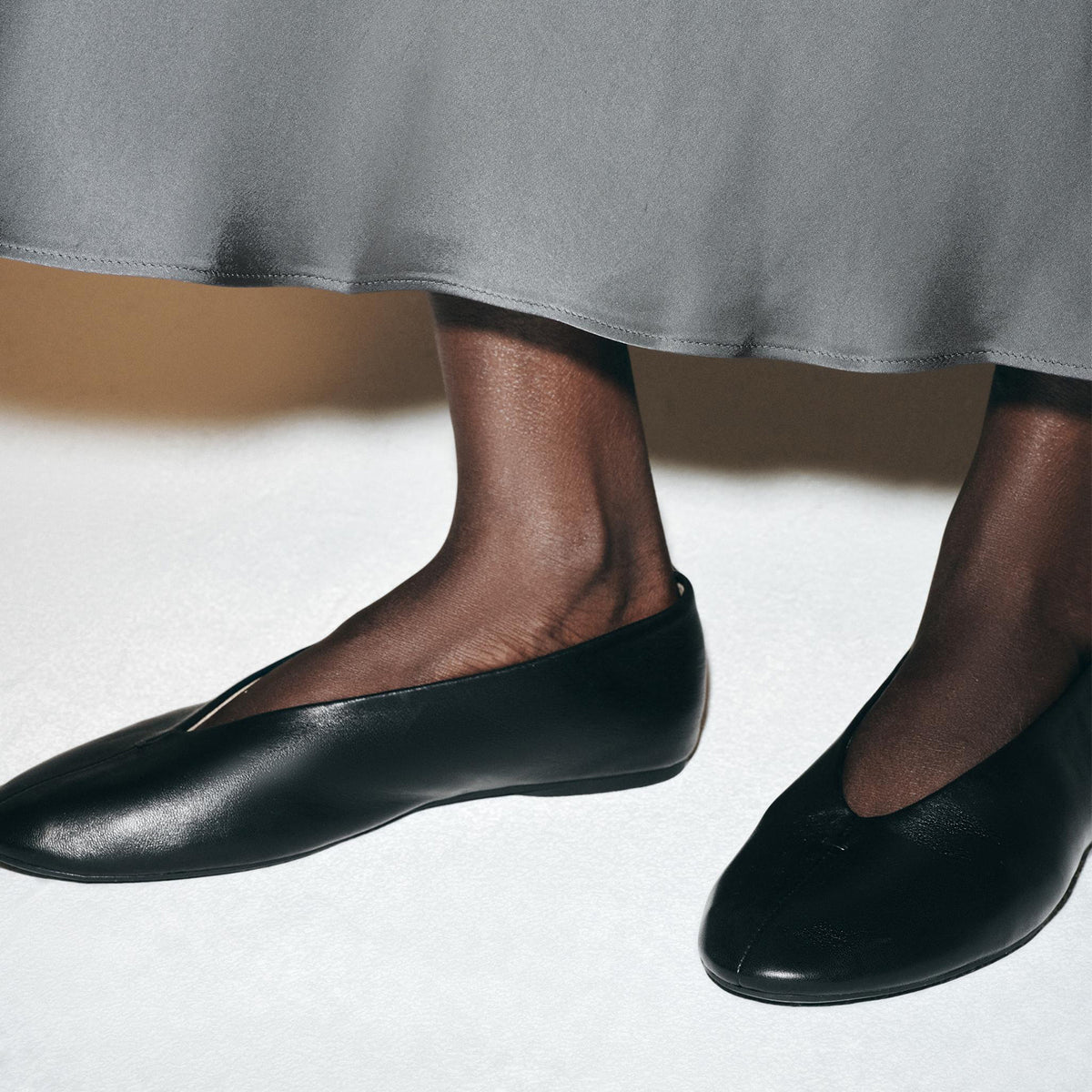 Black Chic Round-Toe Slip-On Ballet Flats