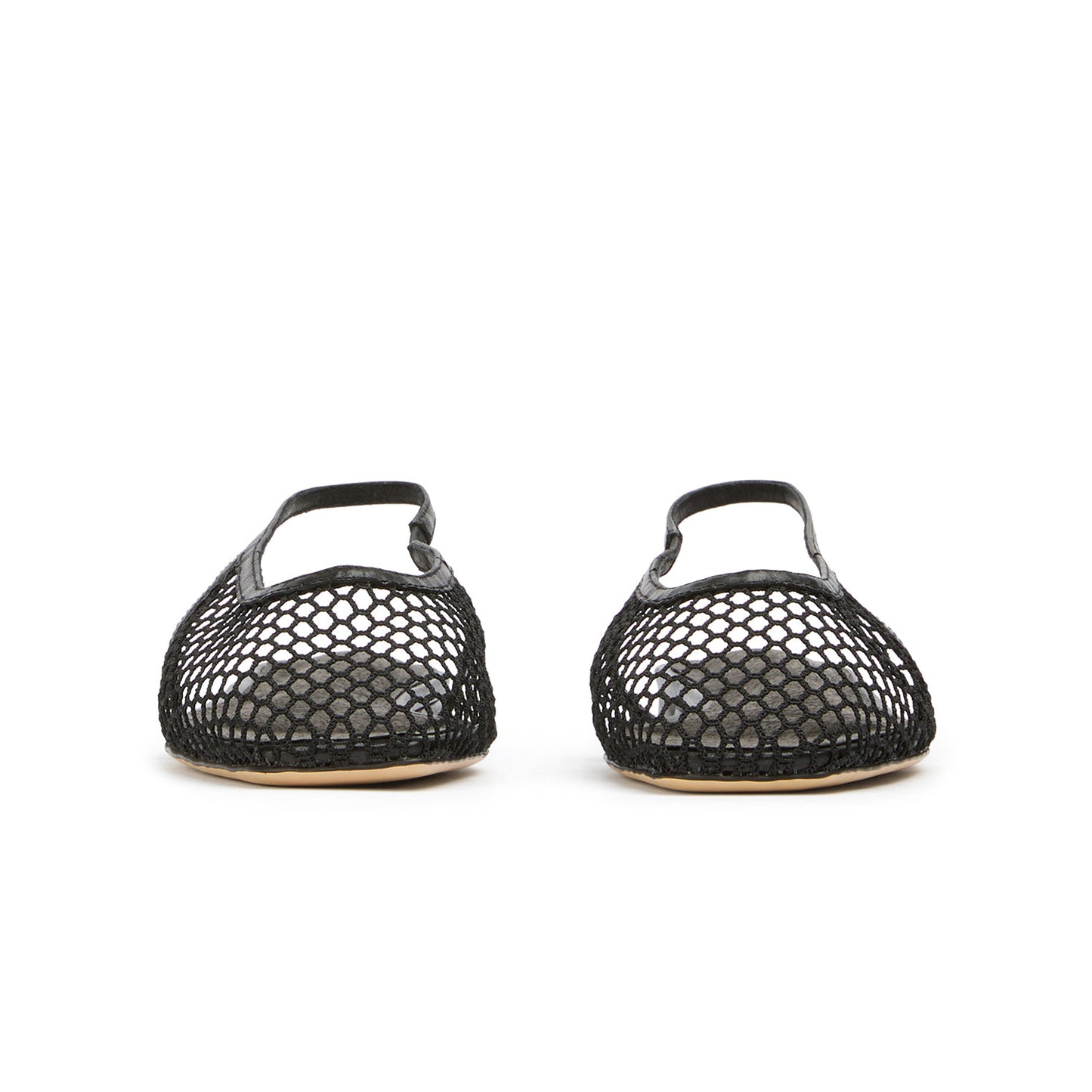 Black Mesh Square-Toe Sleek Slip-On Slingback Flats