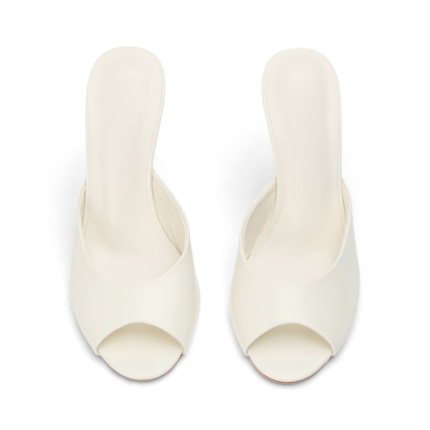 Patent White Peep Round-Toe Slip-On Backless Stiletto High Heels