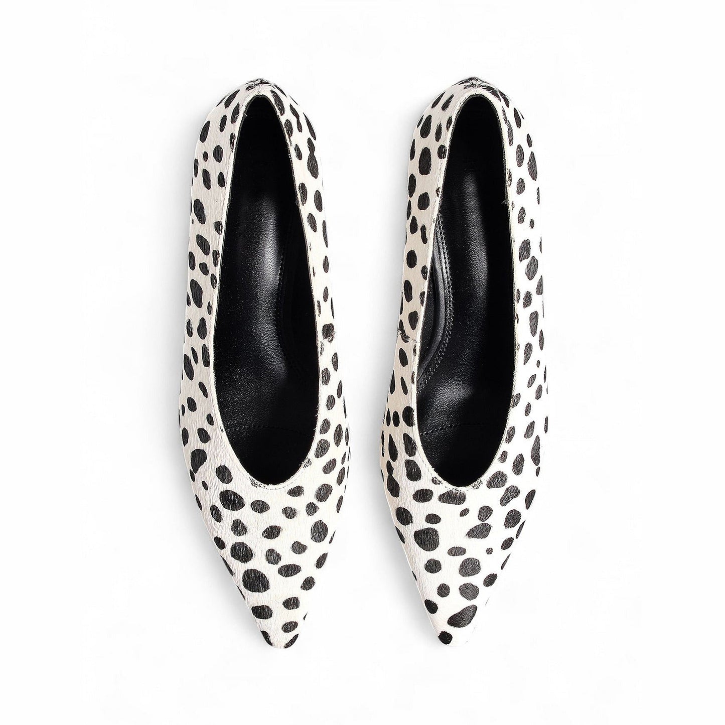 Cow Pattern Pointed-Toe Slip-On Pumps Kitten Heels