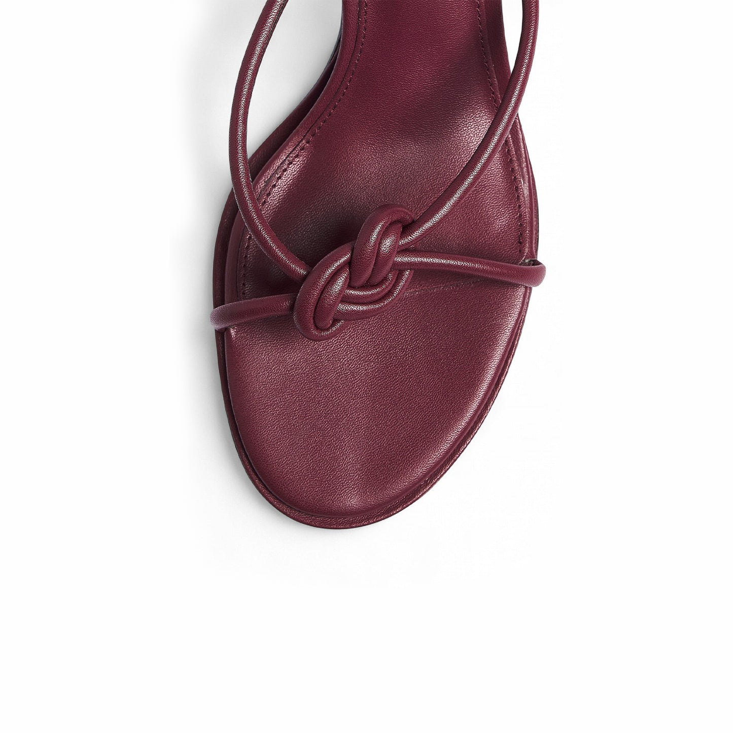 Burgundy Round-Toe Front Knot Straps Backless Kitten Heels