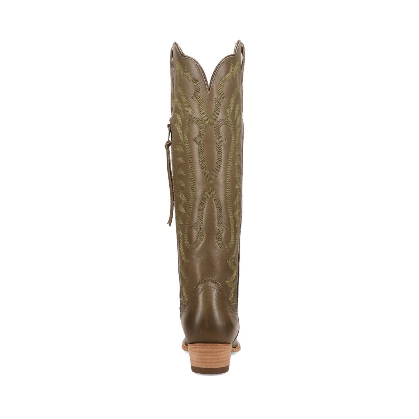 Olive Green Snip-Toe Grace Embroidery Half-Zip Knee High Cowgirl Boots