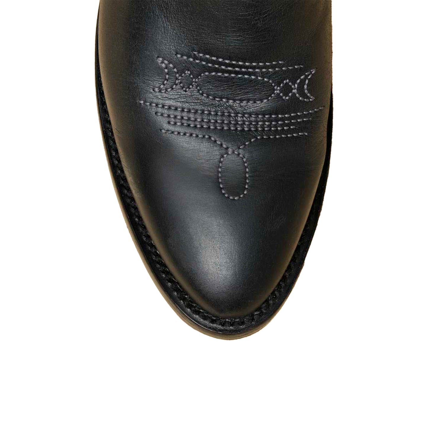 Black Round-Toe Classic Embroidery Wide Calf Knee High Tall Cowgirl Boots