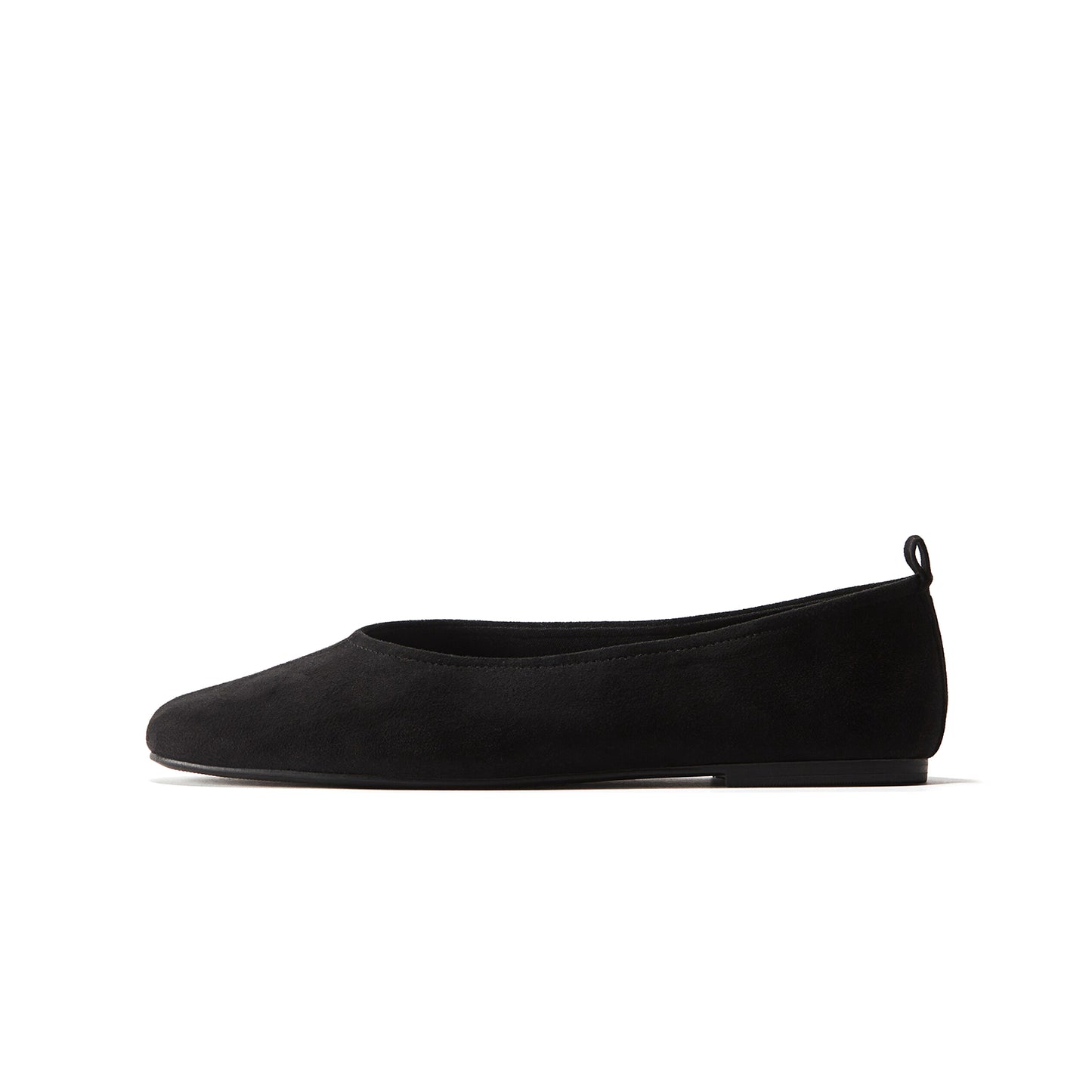 Black Faux Suede Round-Toe Ballet Chic Flats