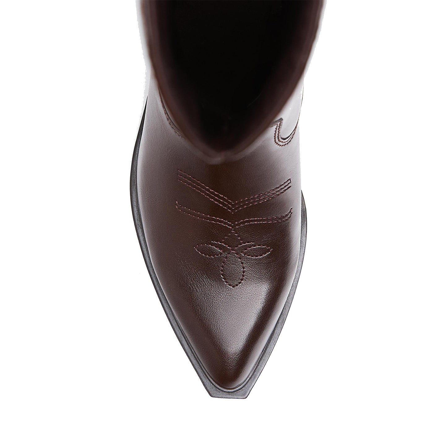 Brown Almond-Toe Chic Stitch Mid Calf Classic Cowgirl Boots