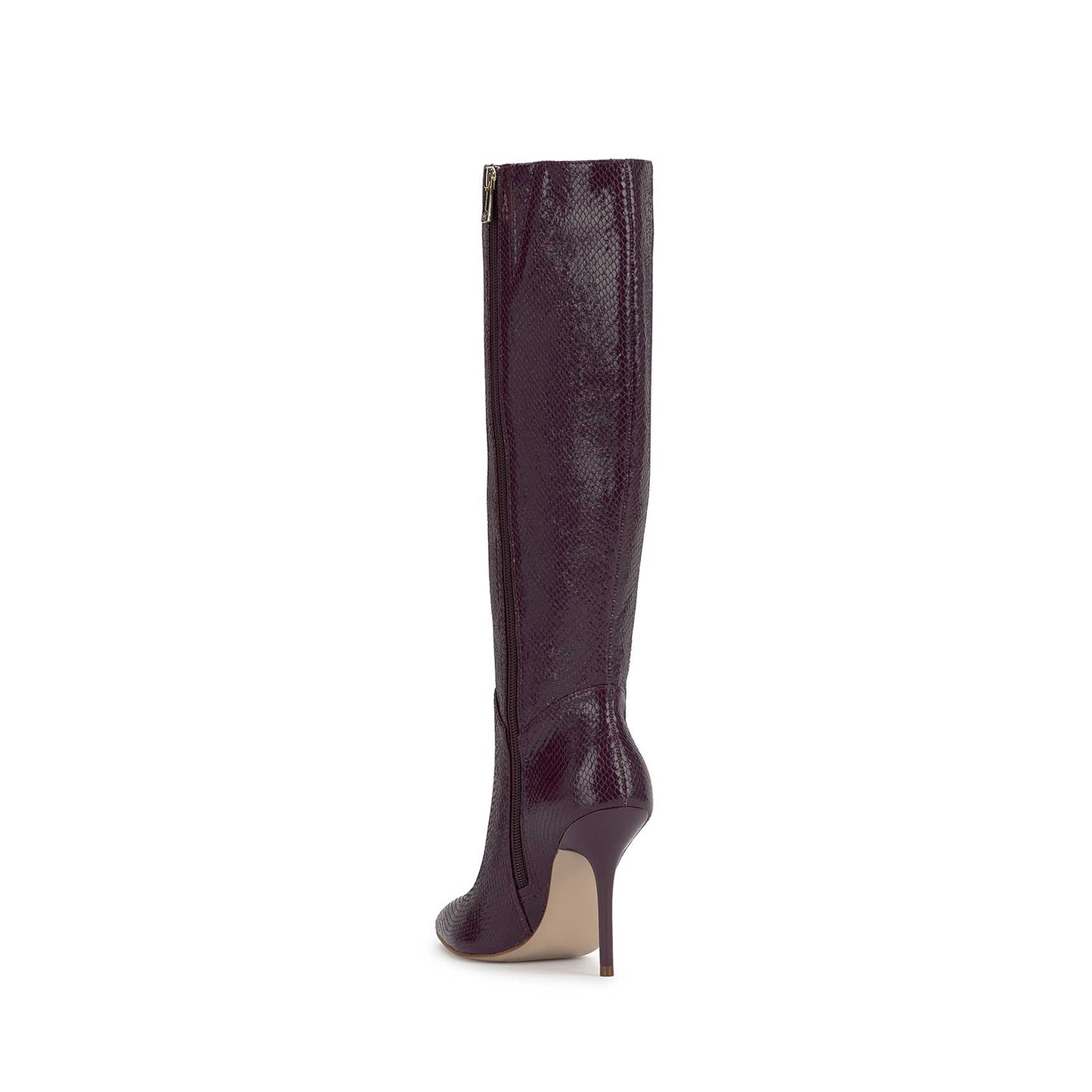 Snakeskin Print Vegan Leather Pointed-Toe Full-Zip Chic Knee High Stiletto Boots