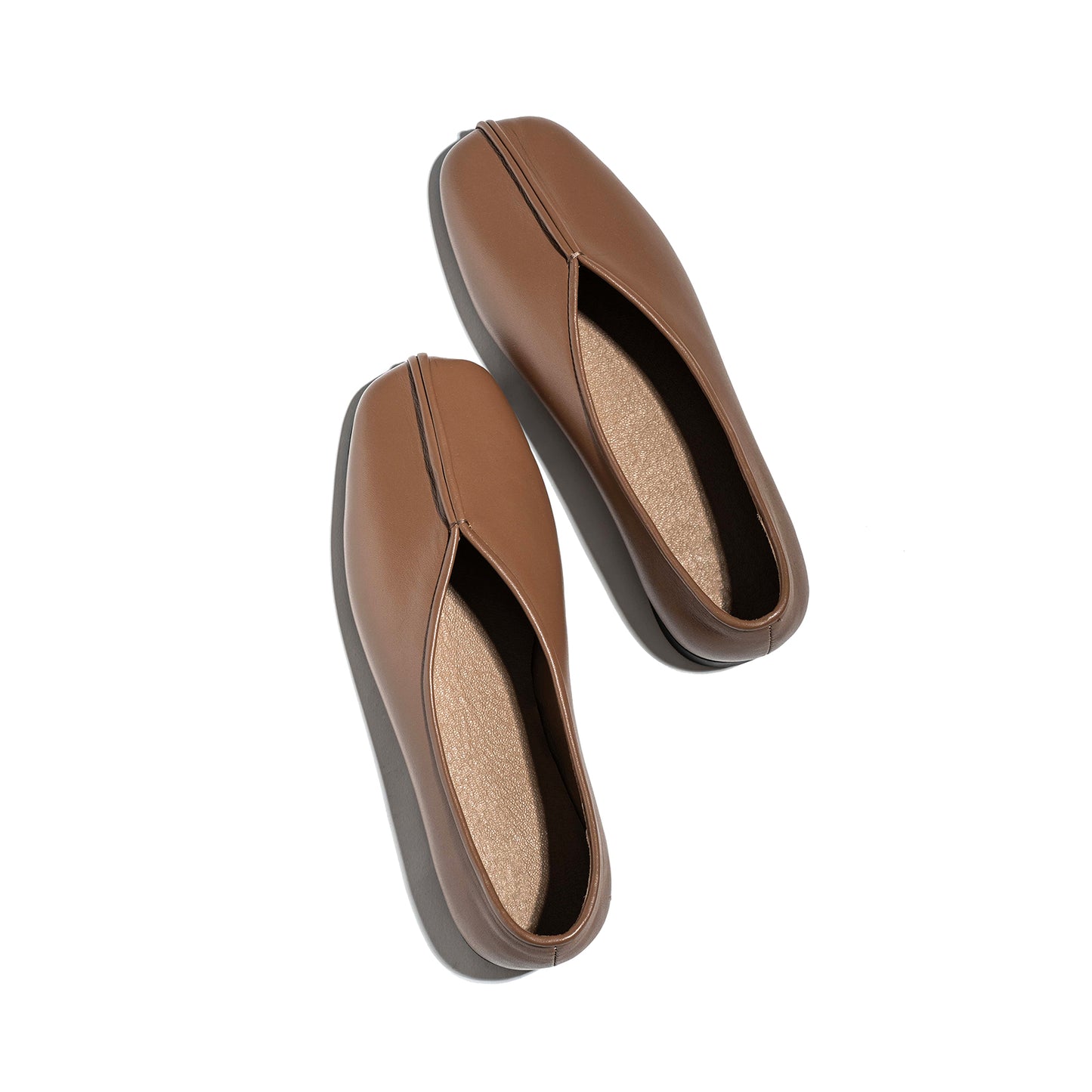 Brown Square-Toe Ballet Classic Flats