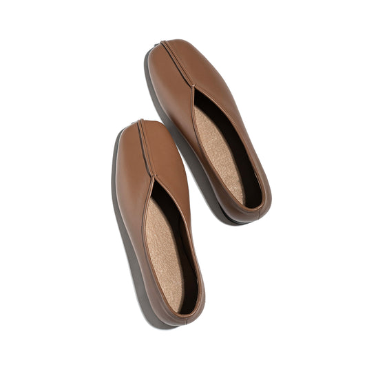 Brown Square-Toe Ballet Classic Flats