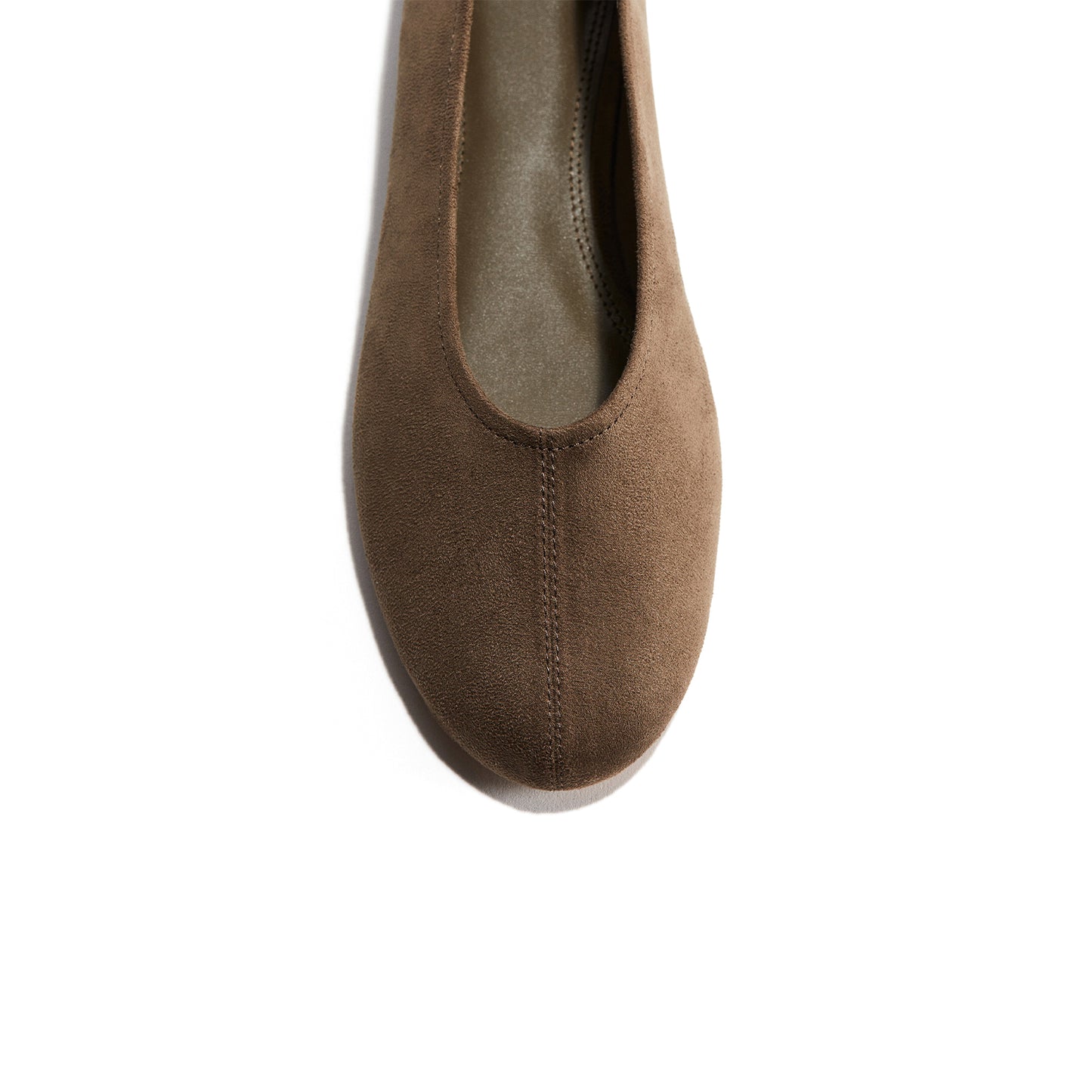 Dark Brown Faux Suede Round-Toe Ballet Chic Flats