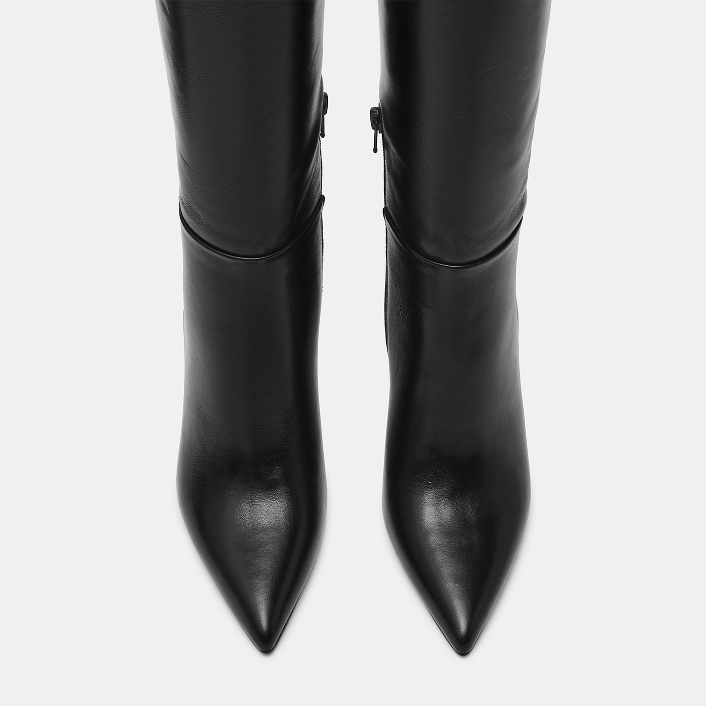 Black Pointed-Toe Half-Zip Chic Knee High Stiletto Boots
