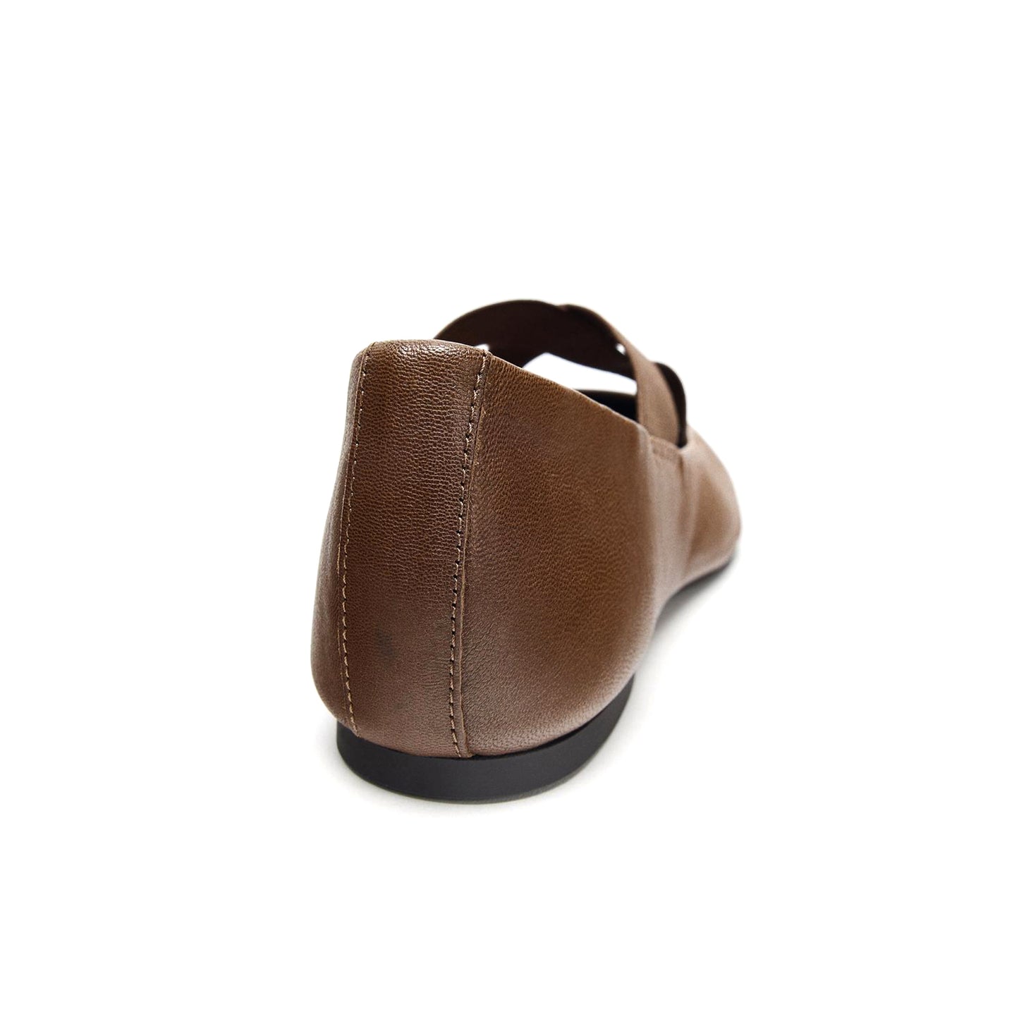 Chocolate Round-Toe Crossed Elastic Straps Ballet Flats
