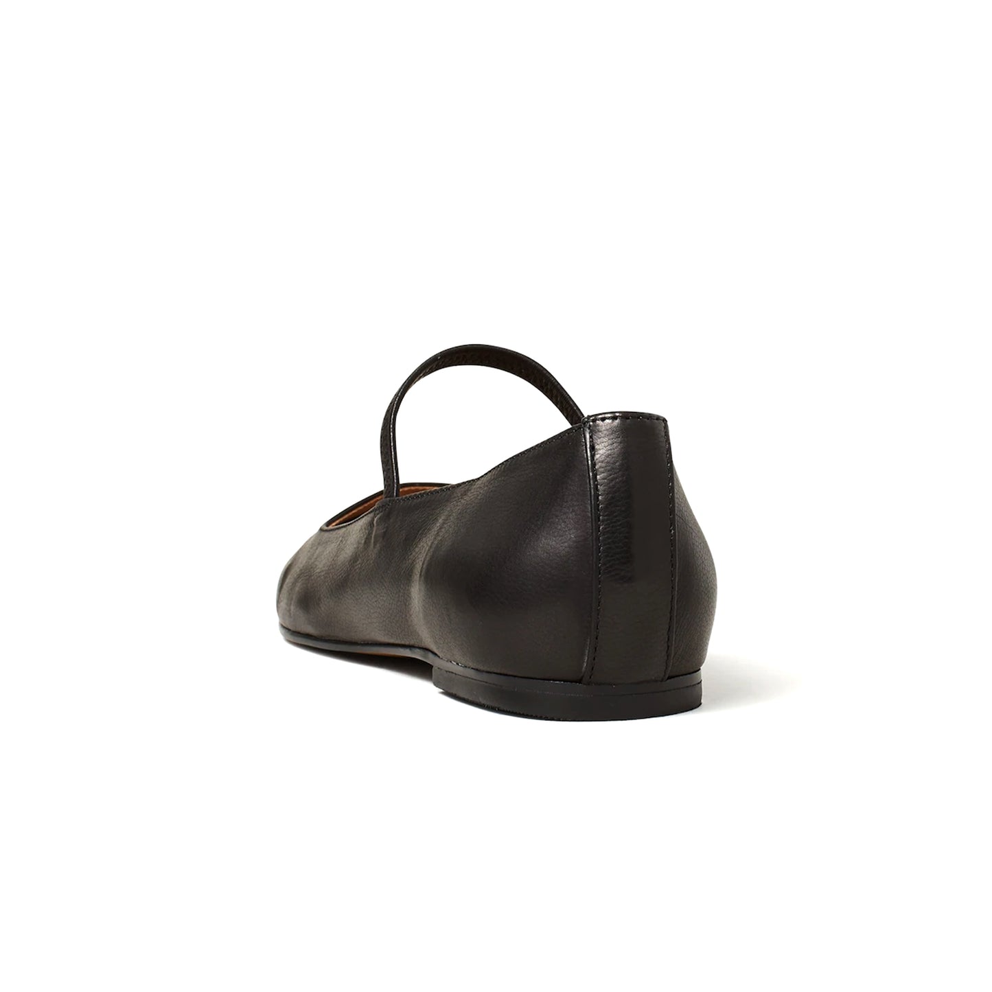 Black Vegan Leather Square-Toe Bridge Strap Classic Ballet Flats