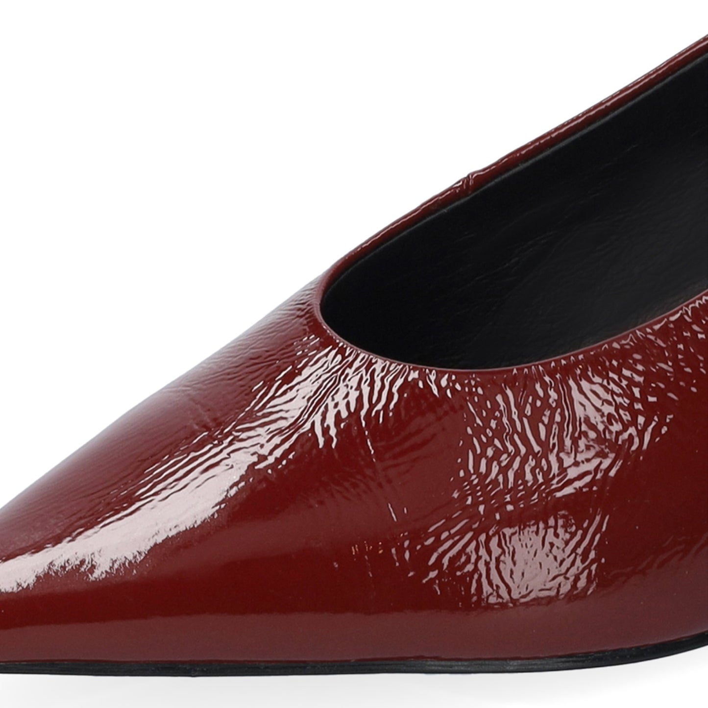 Patent Dark Red Pointed-Toe Buckle Back Strap Chic Kitten Heels