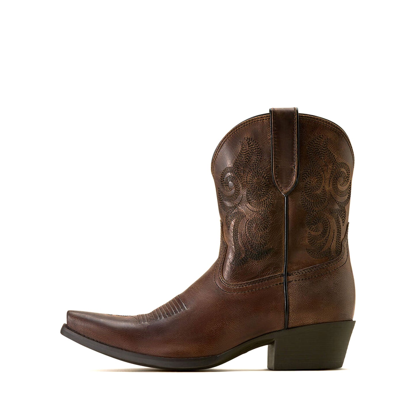 Brown Snip-Toe Classic Embroidery Western Ankle Cowgirl Boots