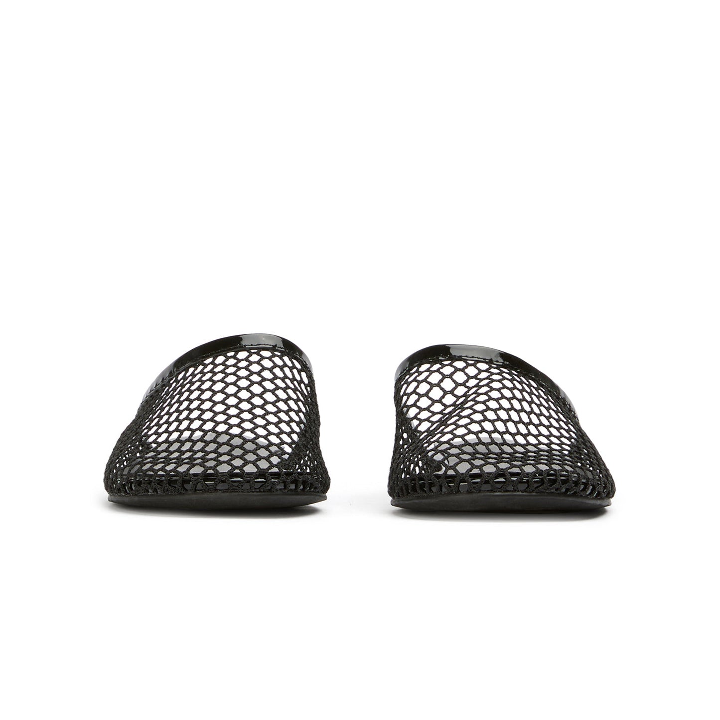 Black Mesh Round-Toe Sleek Slip-On Backless Flats