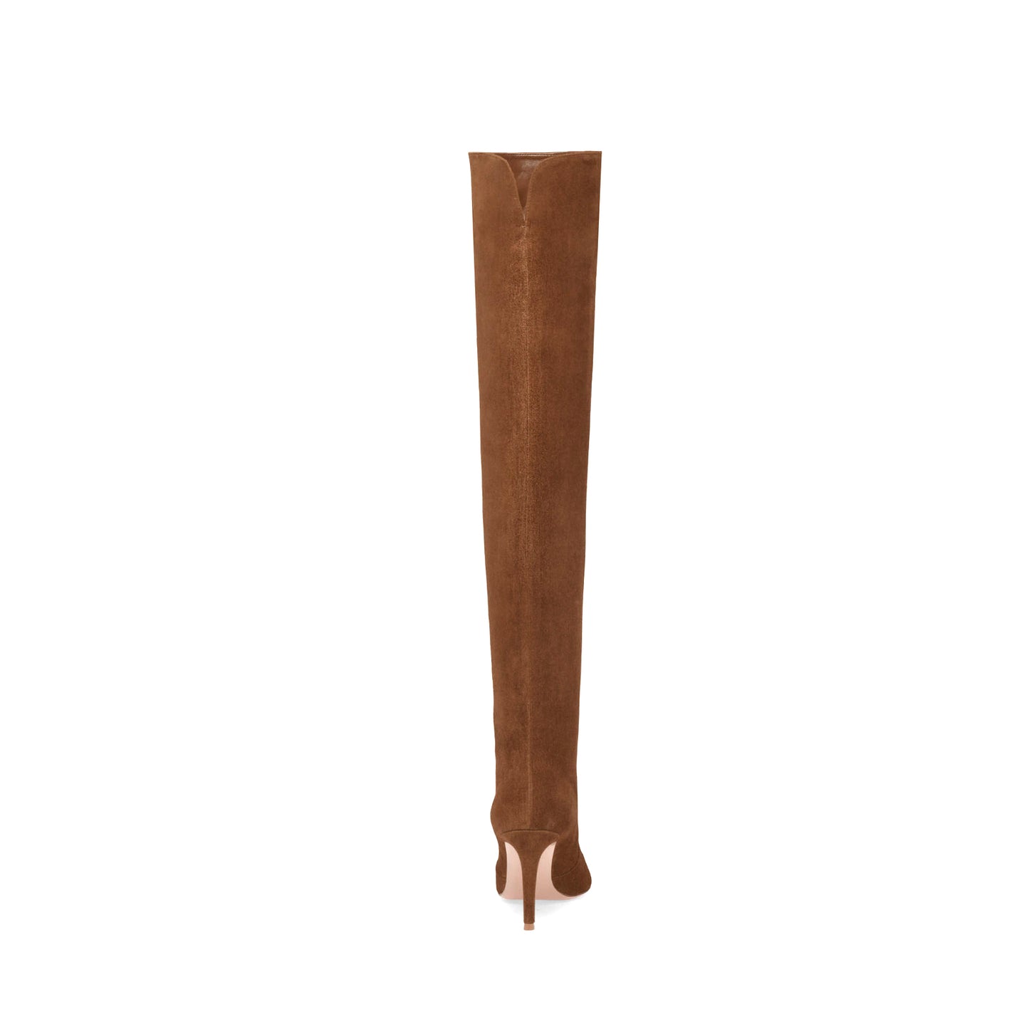 Brown Faux Suede Pointed-Toe Wide Calf Over-The-Knee Stiletto Boots