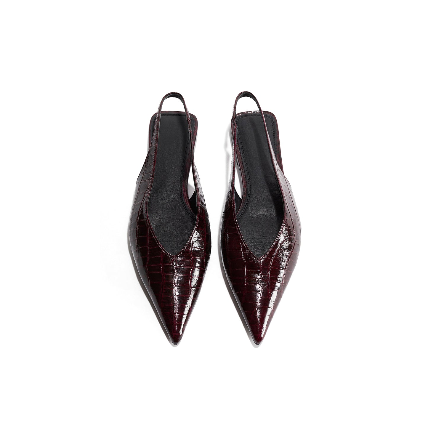 Burgundy Stone Print Pointed-Toe Slingback Flats