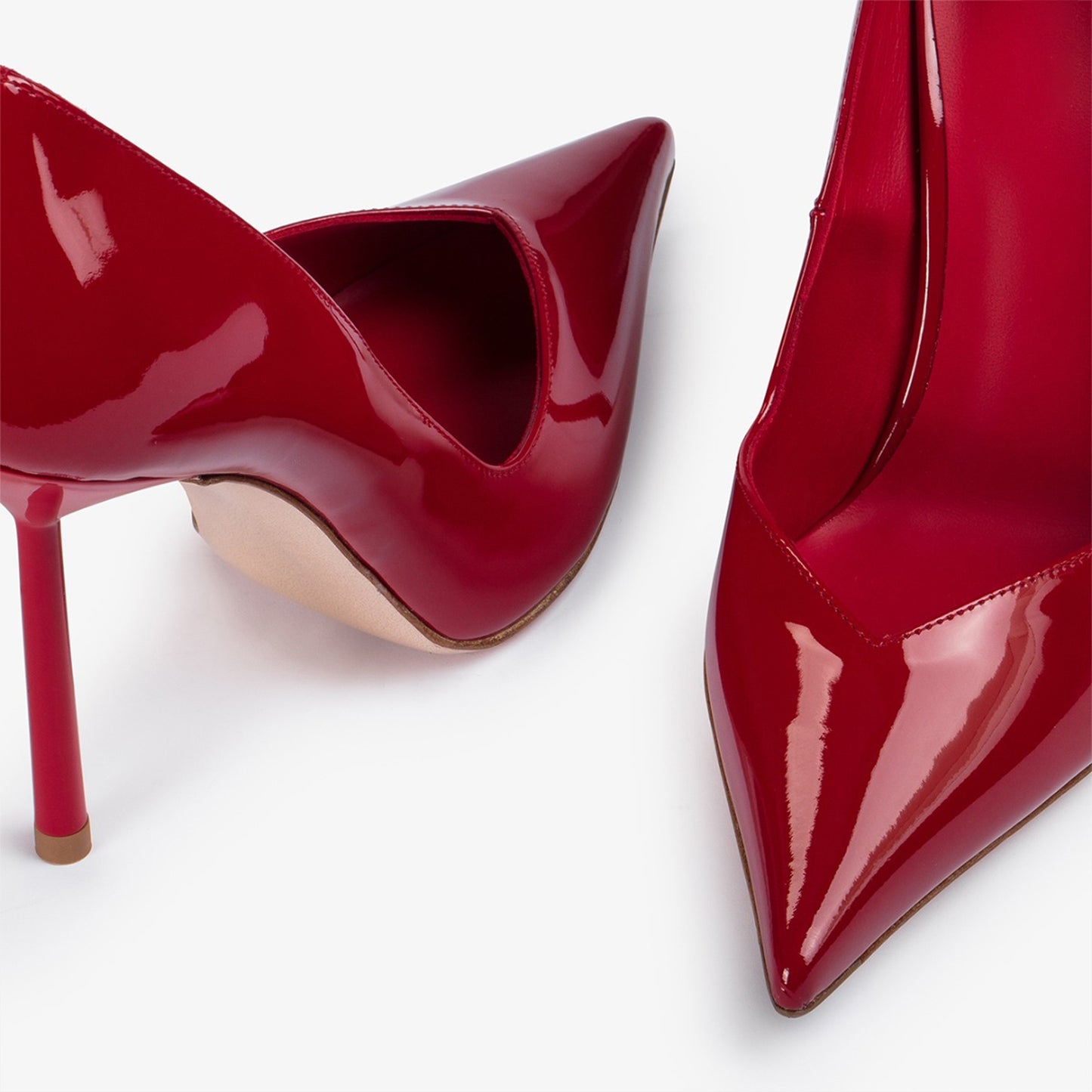 Patent Red Pointed-Toe Sleek Slip-On High Heels