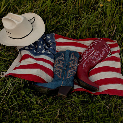 Red Snip-Toe Embroidery Western Mid Calf Cowgirl Boots