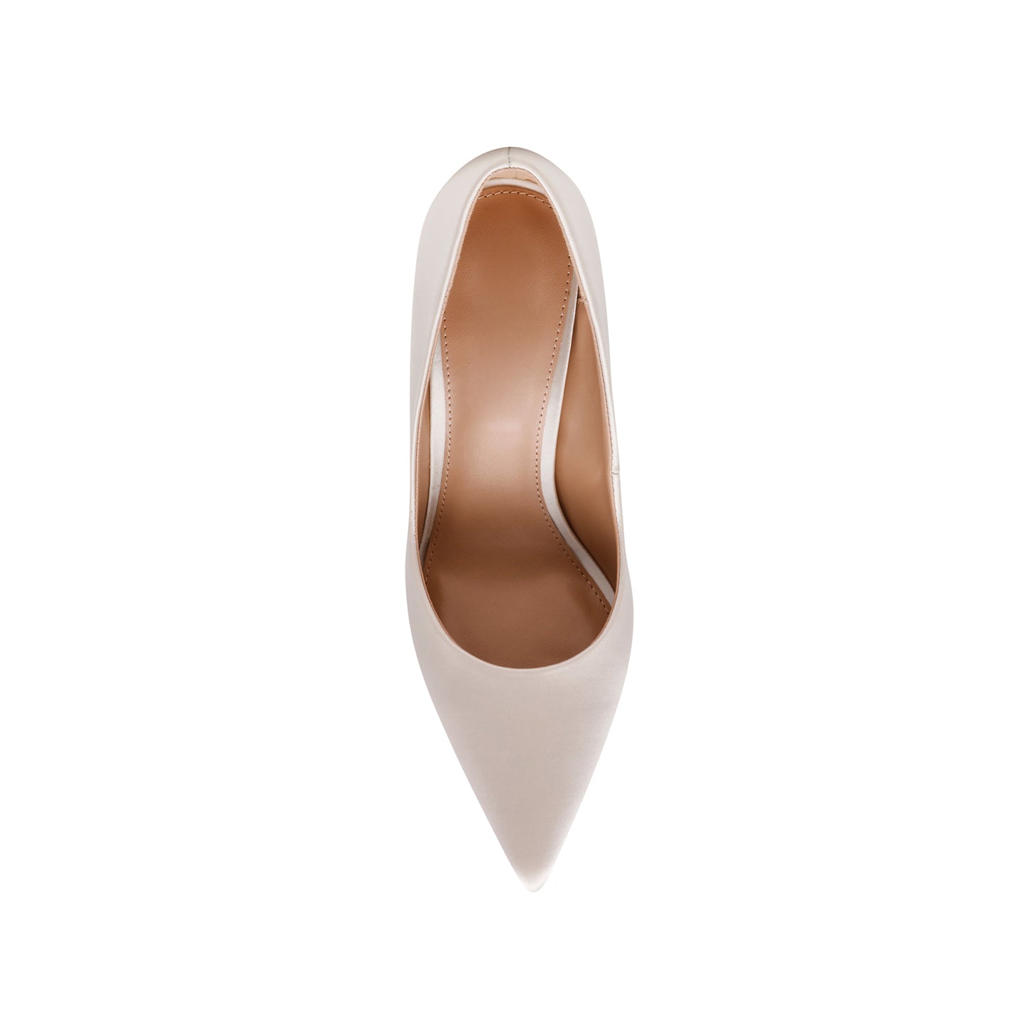 Ivory Satin Classic Pointed-Toe Slip-On High Heels Pumps
