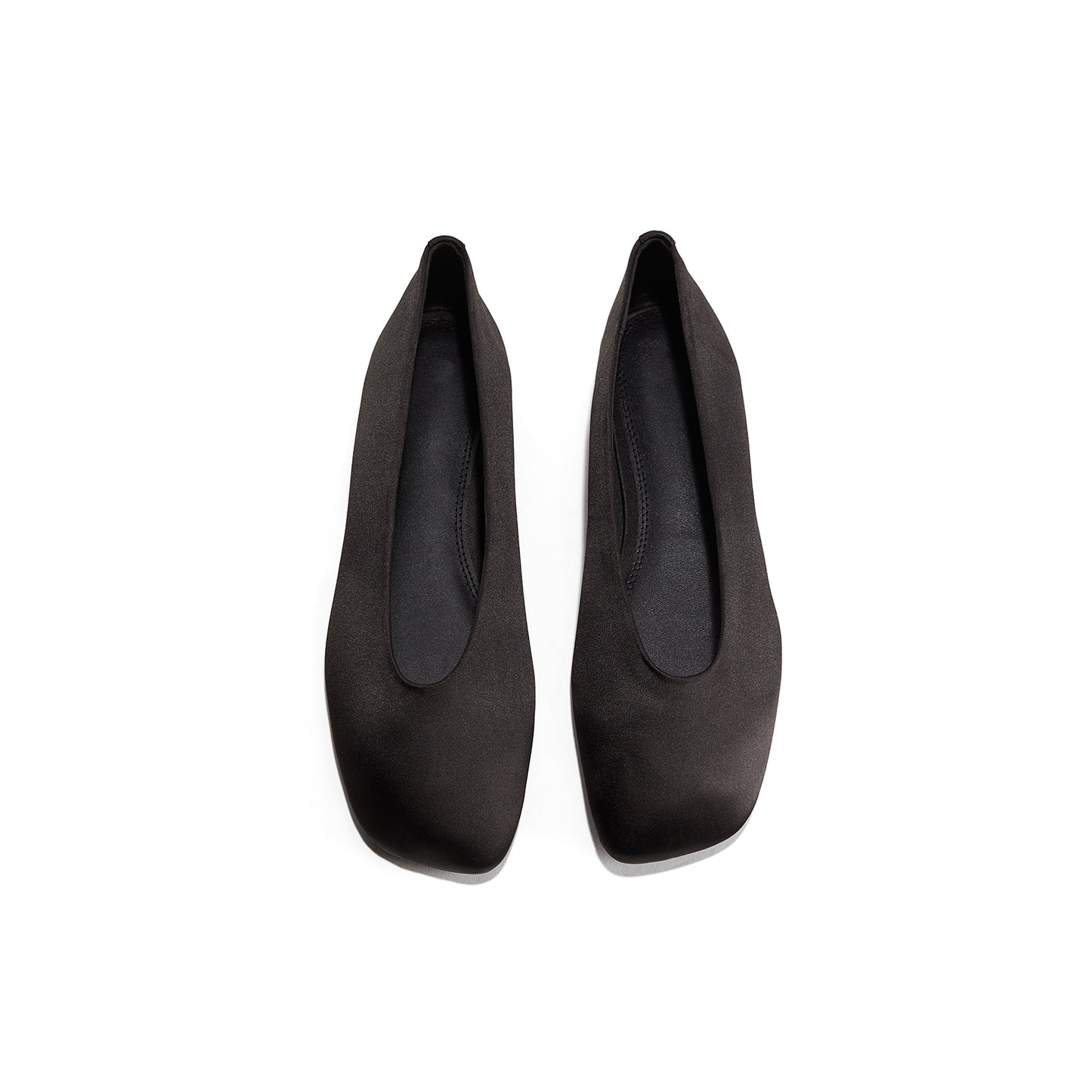 Black Satin Square-Toe Classic Slip-On Ballet Flats