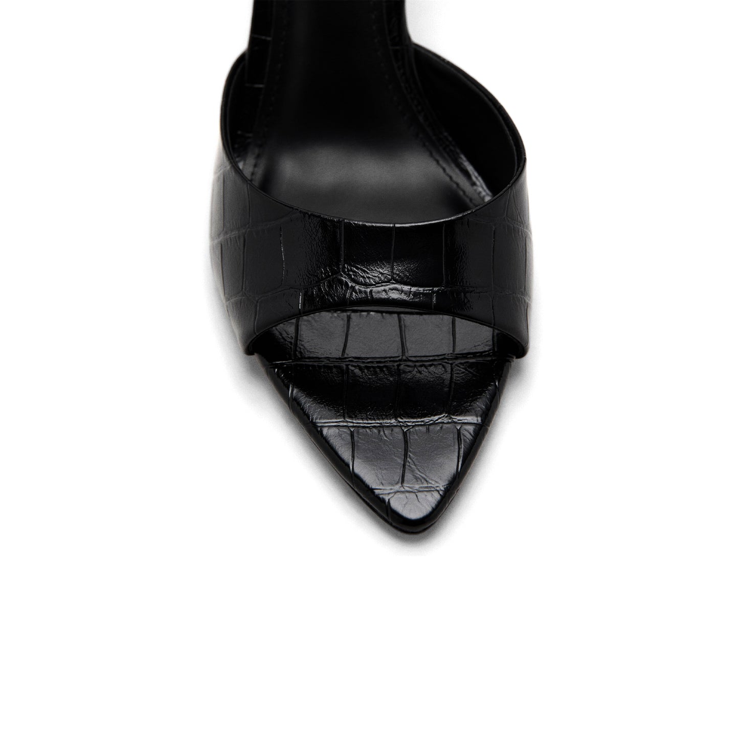 Black Stone Print Pointed-Toe Slip-On High Heels