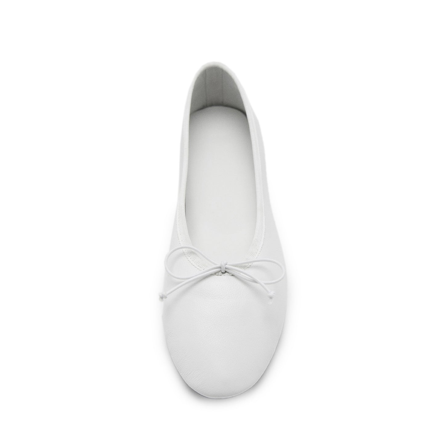 White Round-Toe Classic Front Bow Stylish Ballet Flats