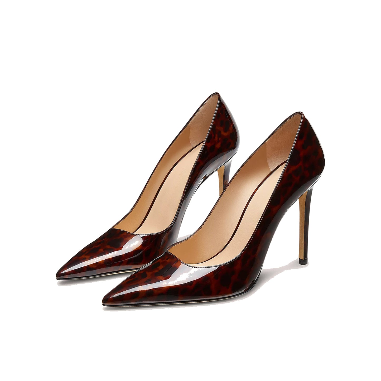 Patent Leopard Pointed-Toe Slip-On High Heels