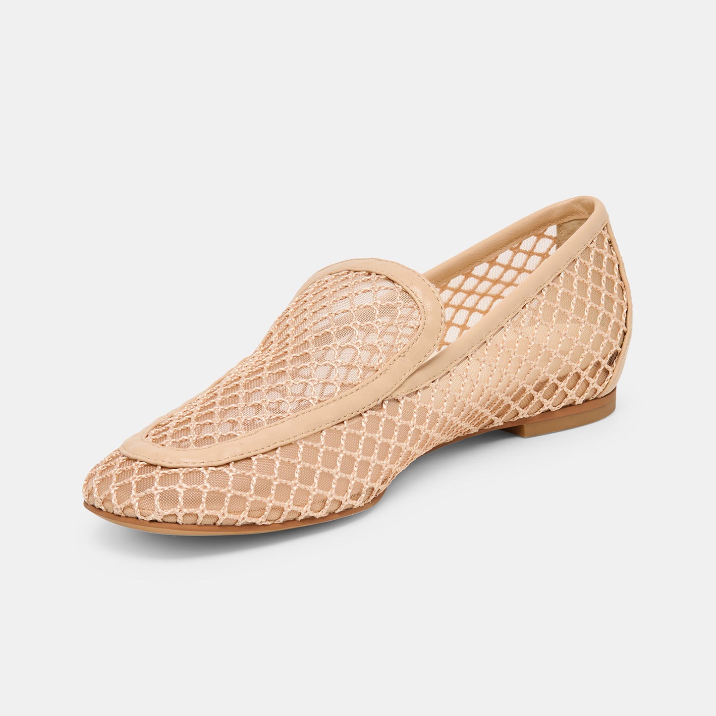 Beige Mesh Square-Toe Simple Classic Slip-On Ballet Flats
