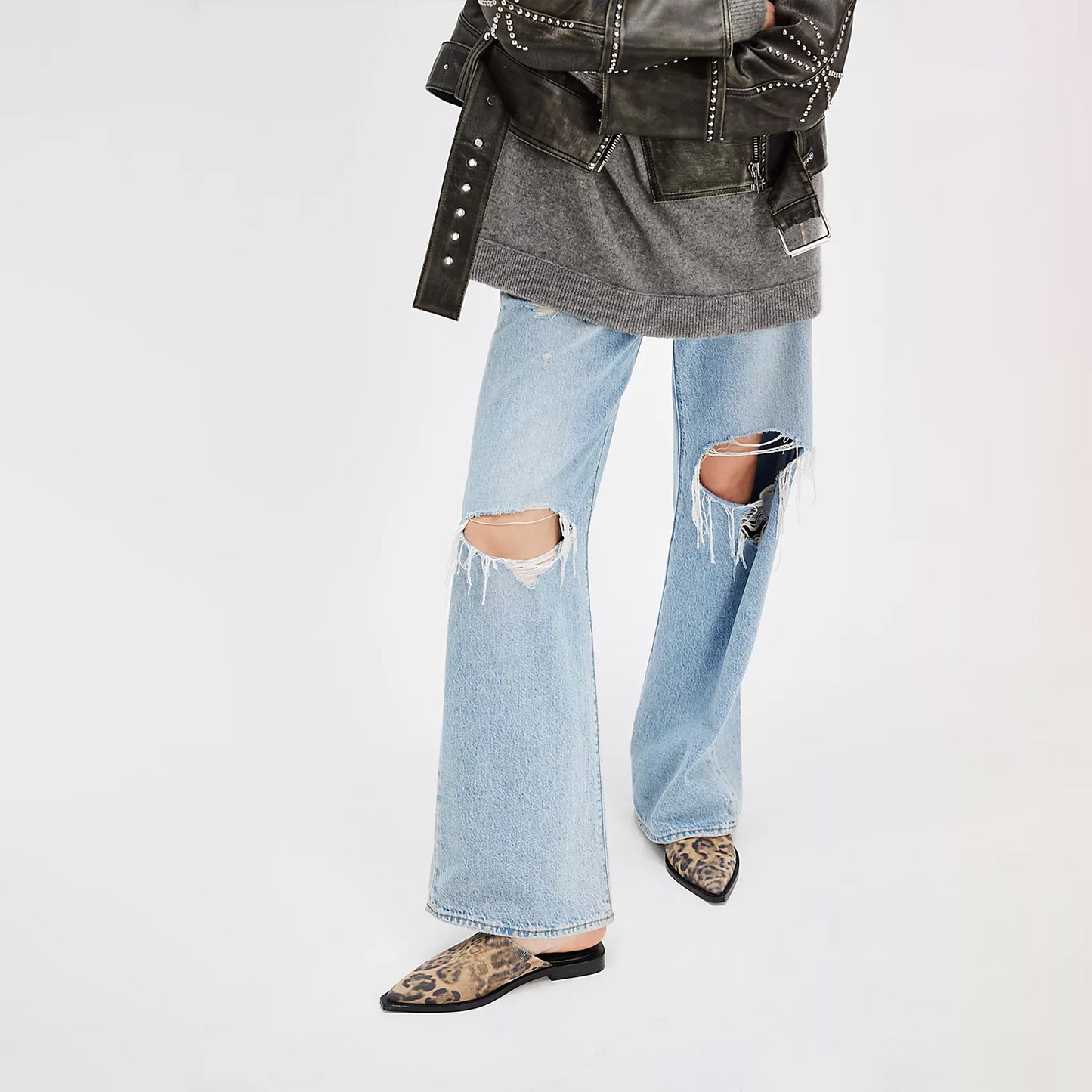 Leopard Print Pointed-Toe Slip-on Simple Ballet Flats