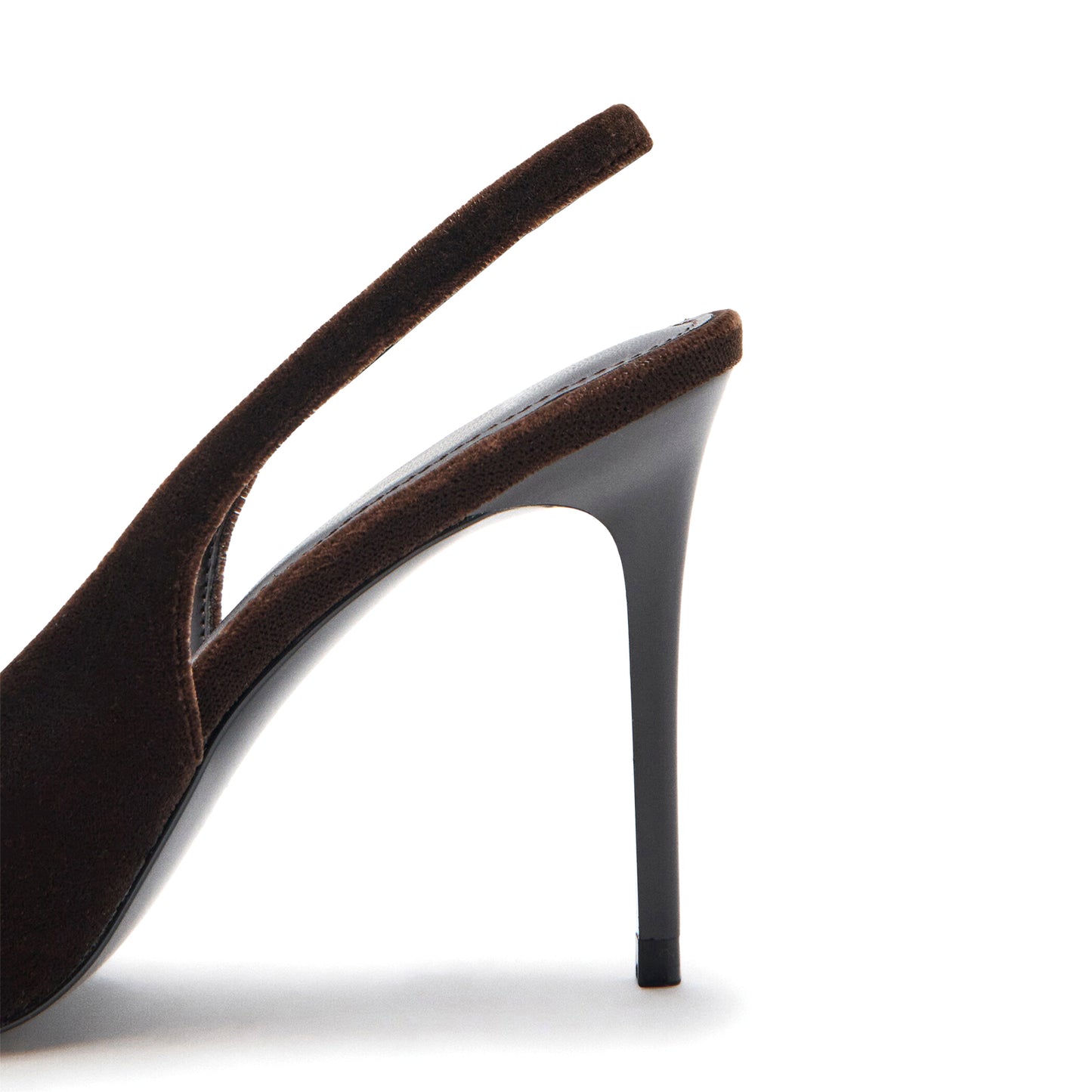 Chocolate Velvet Pointed-Toe Simple Slingback High Heels