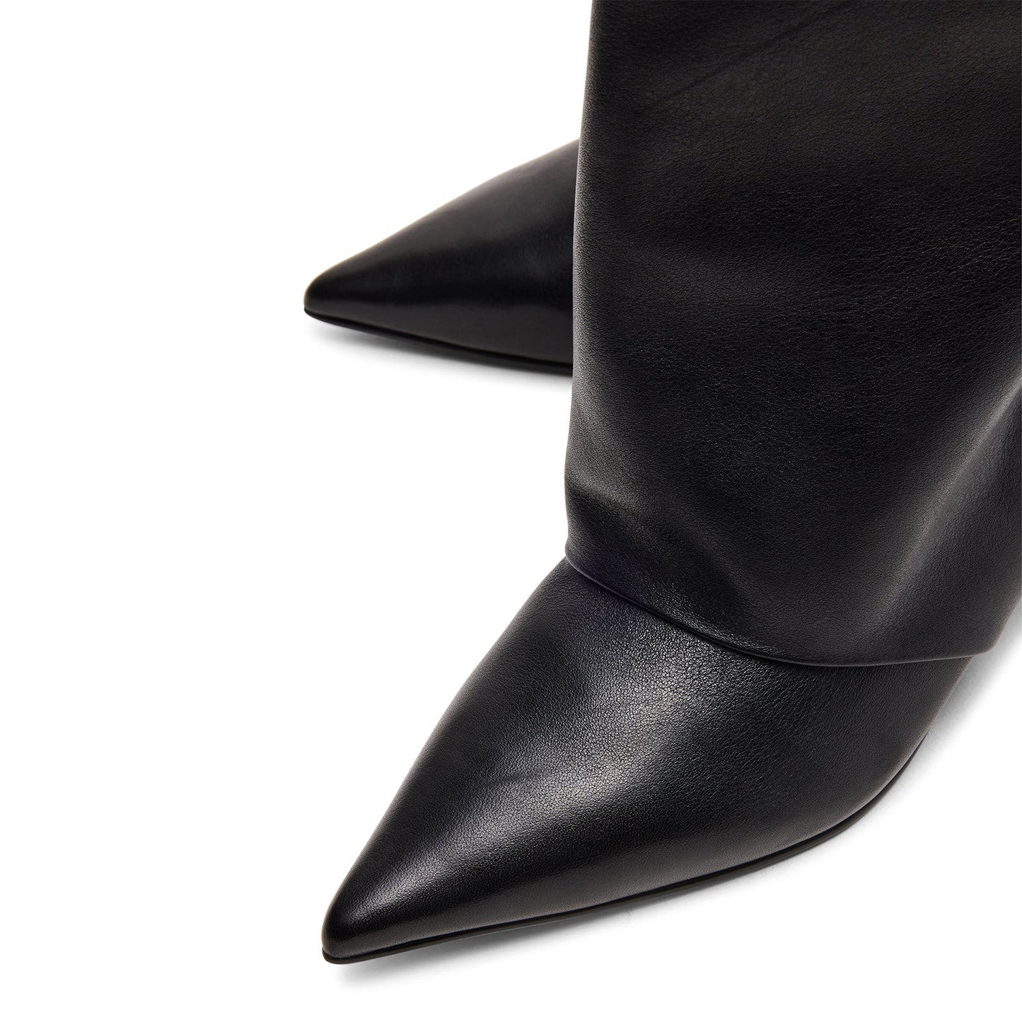 Black Pointed-Toe Sleek Wide Calf Knee High Stiletto Boots