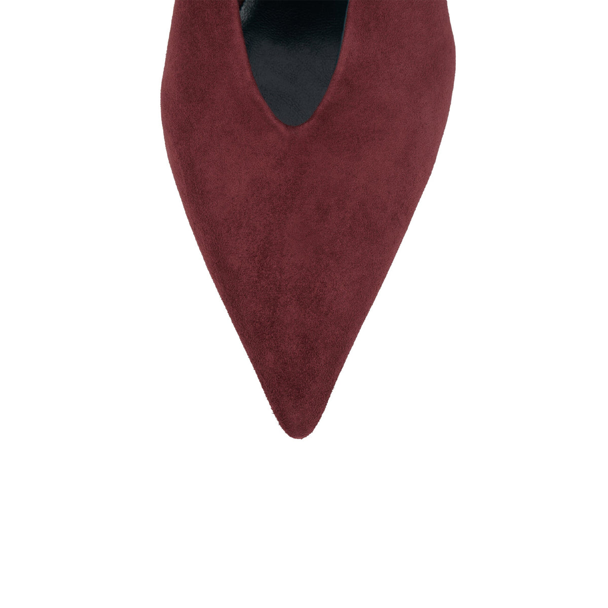 Wine Red Faux Suede Pointed-Toe Slip-On Chic Kitten Heels