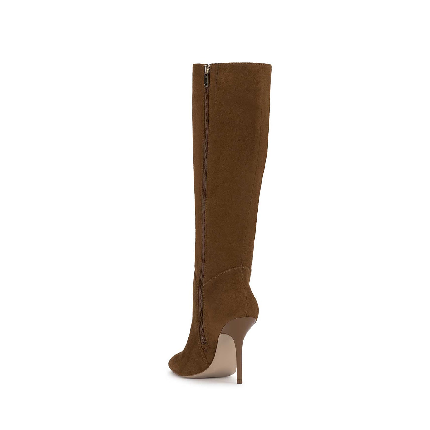 Brown Faux Suede Pointed-Toe Full-Zip Chic Knee High Stiletto Boots
