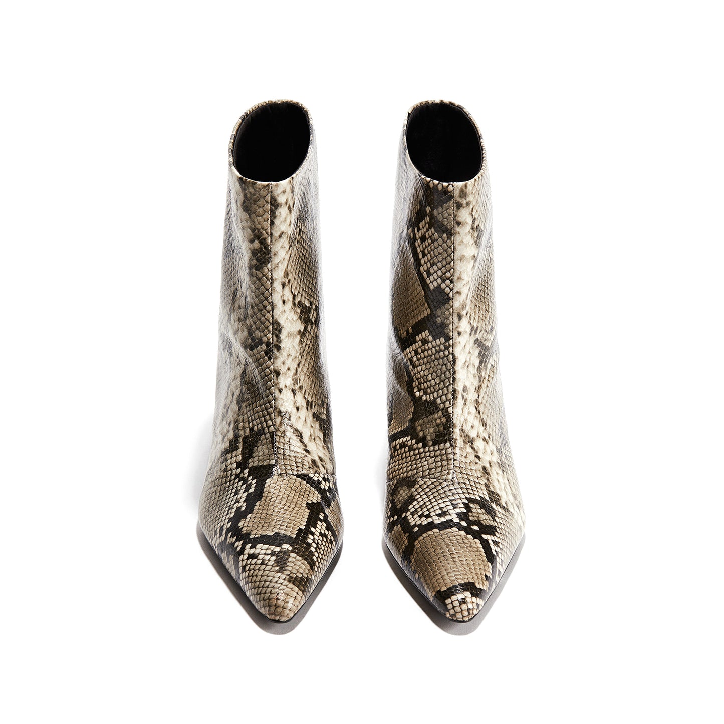 Snakeskin Vegan Leather Pointed-Toe Ankle Stiletto Boots