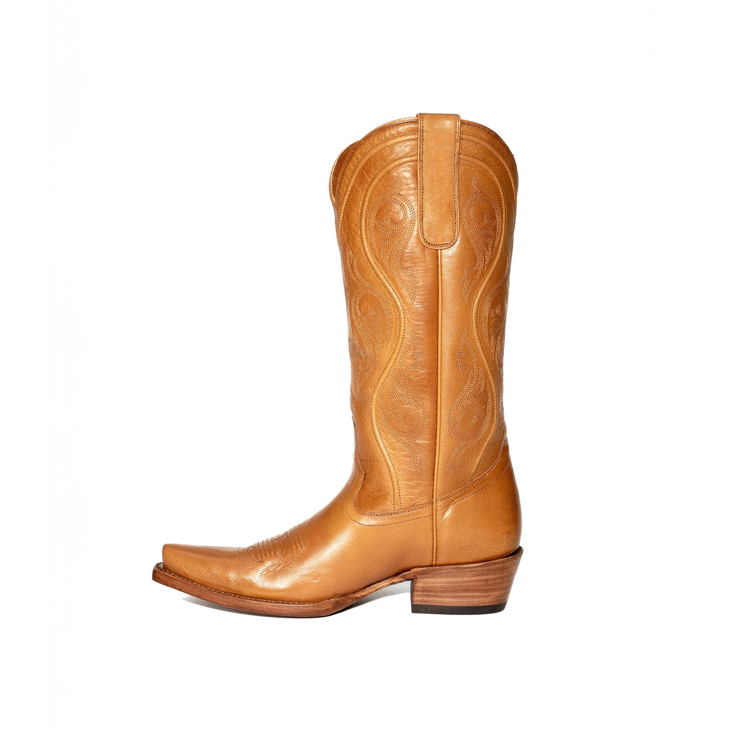 Tan Snip-Toe Embroidery Chic Mid Calf Cowgirl Boots