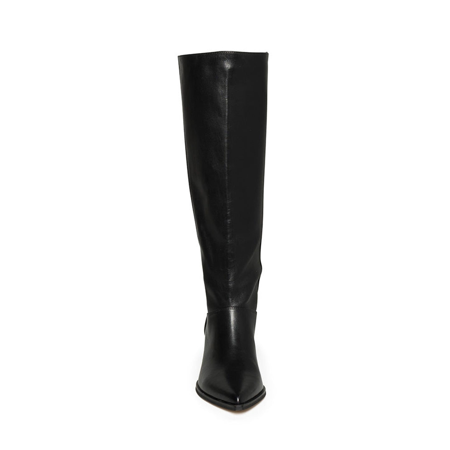 Black Pointed-Toe Half-Zip Sleek Knee High Cowgirl Boots