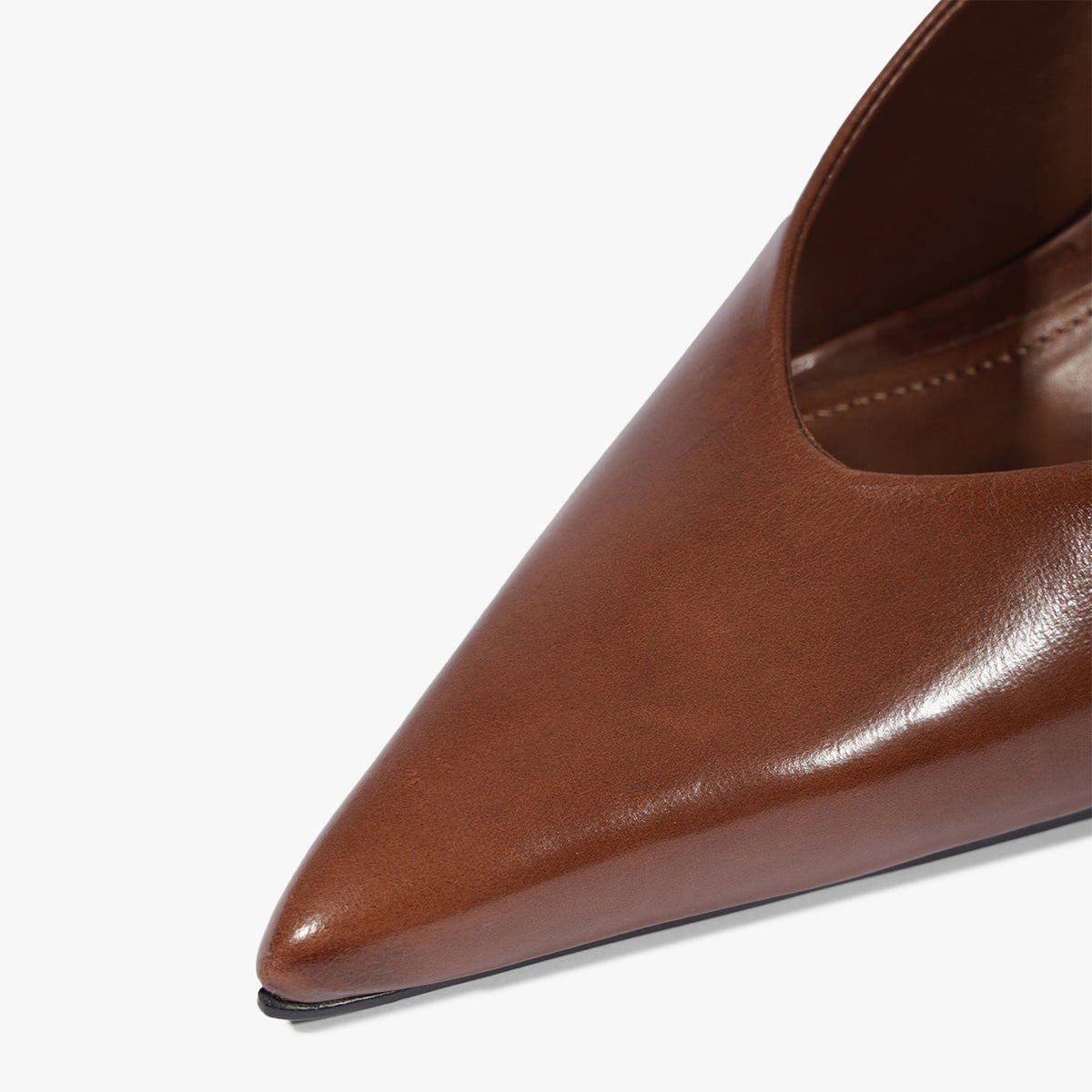 Coffee Pointed-Toe Slip-On Backless Chic Pumps High Heels