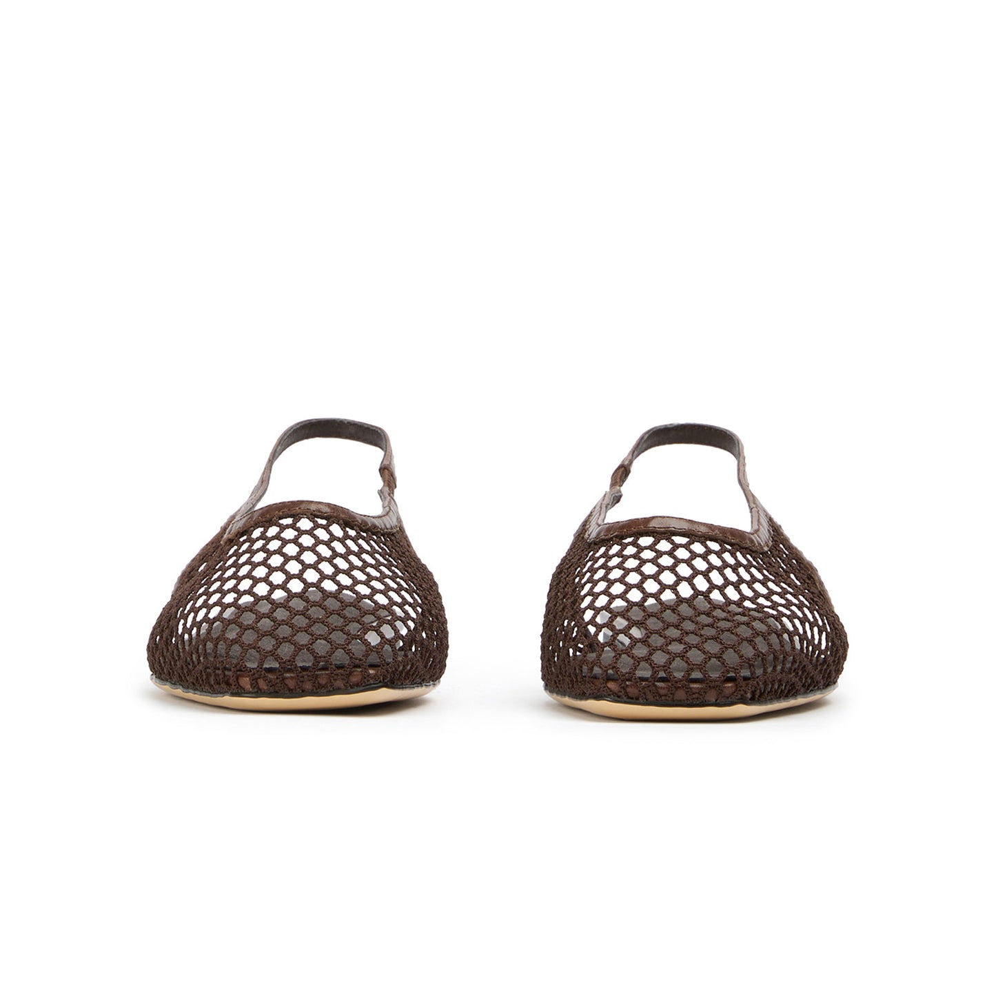 Chocolate Mesh Square-Toe Sleek Slip-On Slingback Flats