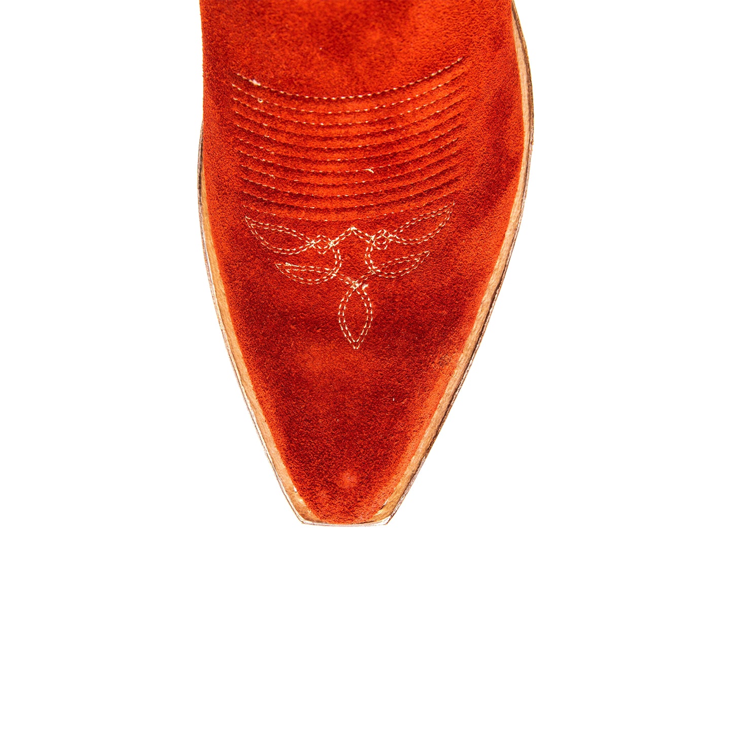 Red Faux Suede Snip-Toe Chic Embroidery Ankle Cowgirl Boots